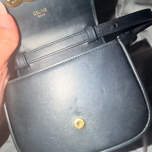 Celine Black Leather Crossbody with Gold Triomphe Hardware - Picture 8 of 12